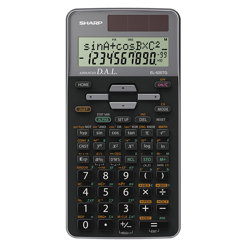 Kalkulator tehnički 10+2 mjesta 400 funkcija Sharp EL520TG sivo-crni