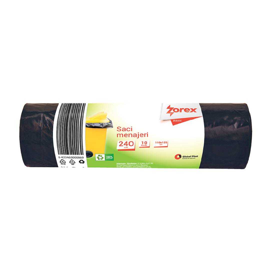 Vreća za smeće 240L 110x125cm 10/1 LDPE crna Zorex