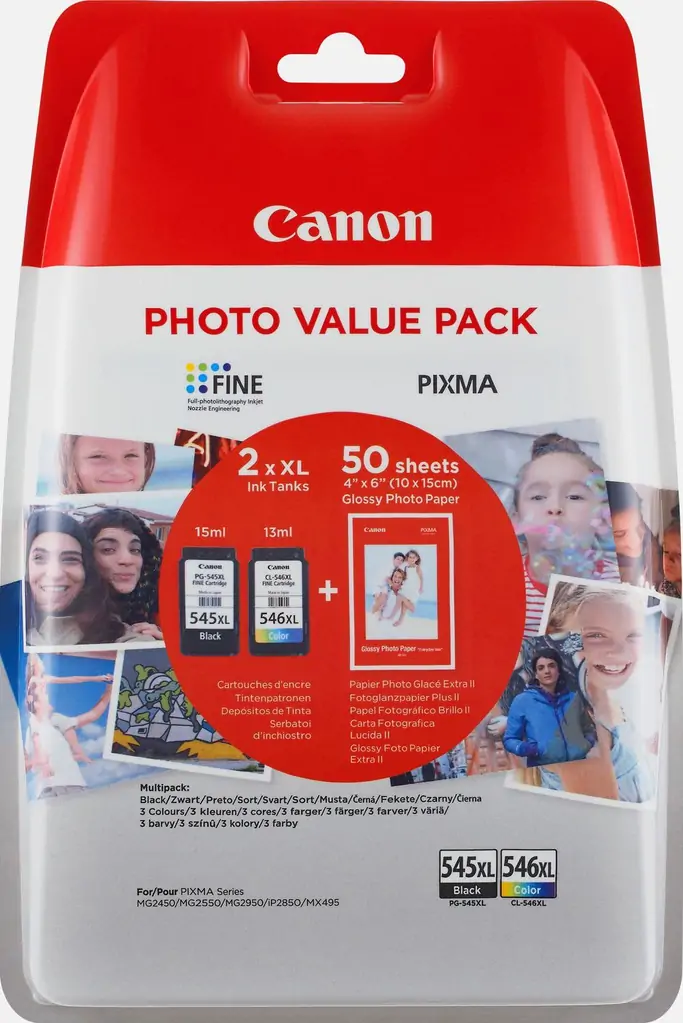 Tinta CANON PG-545XL + CL-546XL Multipack Photo(50 sheets)