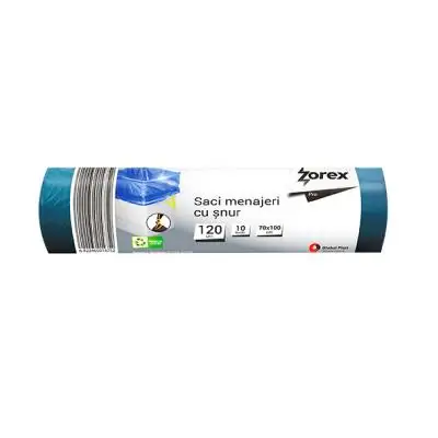 Vreća za smeće 120L 70x100cm 10/1 LDPE plave/ljubičaste Zorex s vezicom