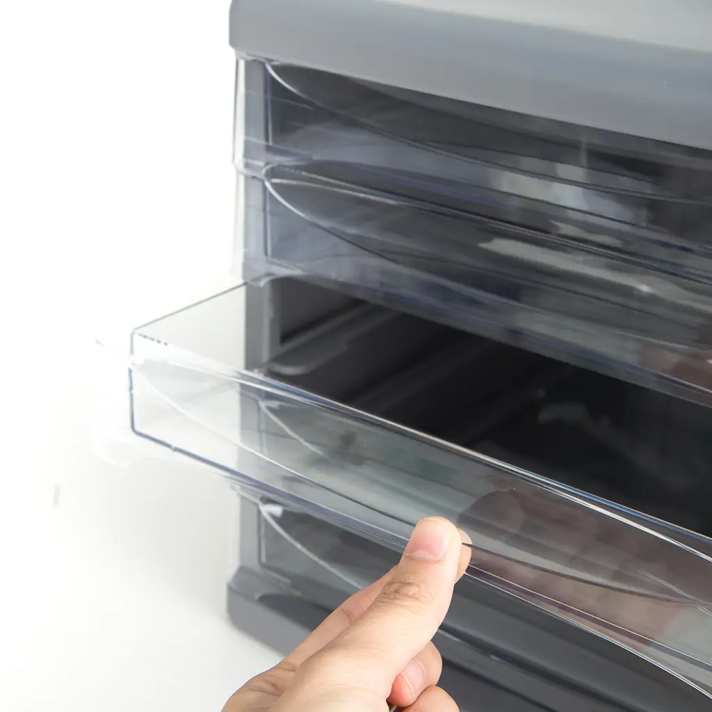 Kutija s ladicama plastična  5 ladica s ključem 361x271x260mm Deli 9795 siva