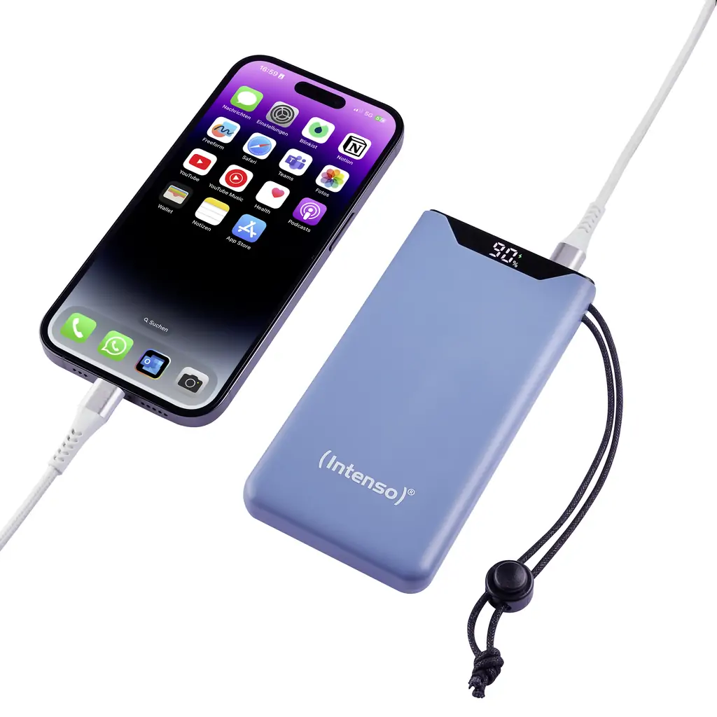 Power Bank 10000mAh INTENSO F10000, input: USB-C, output: USB-A, USB-C, blue