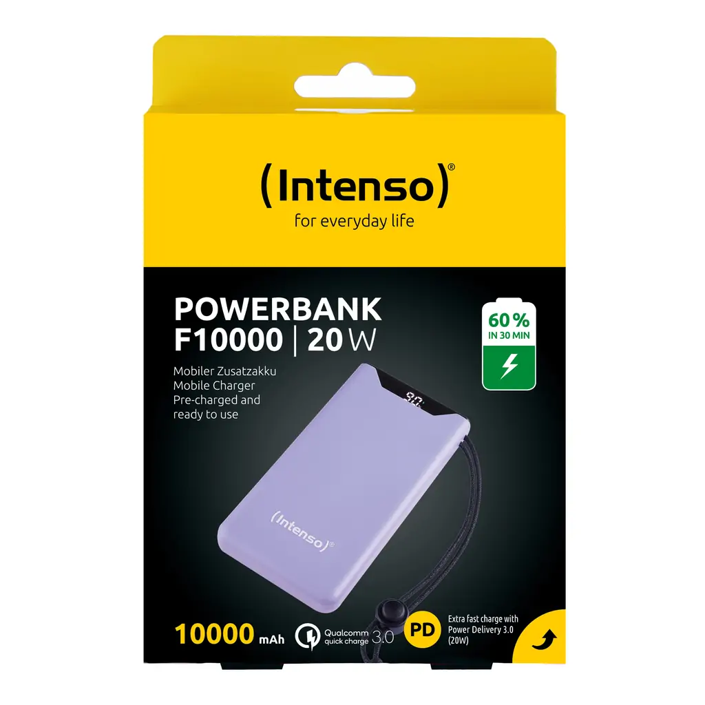 Power Bank 10000mAh INTENSO F10000, input: USB-C, output: USB-A, USB-C, purple
