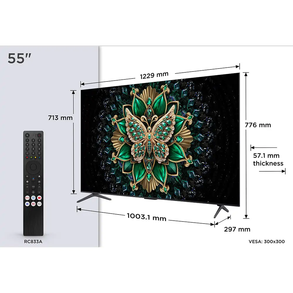 TV TCL 55C6K, MINI LED - QLED, 55", 140cm, UHD, Google TV