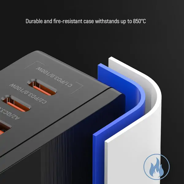Adapter za napajanje COLORWAY Power Delivery GaN 2USB-A + 2USB USB-C 100W Crni