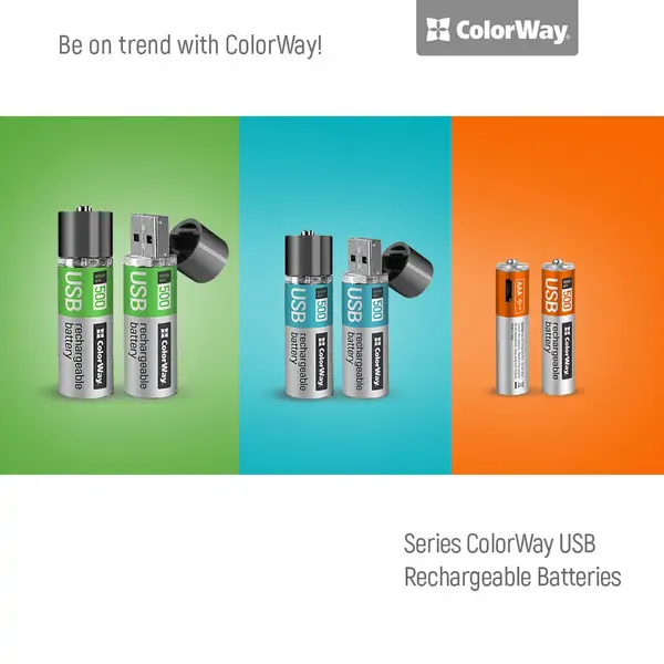 Baterija COLORWAY punjiva AA USB 1200 mAh 1.5V (2 kom)