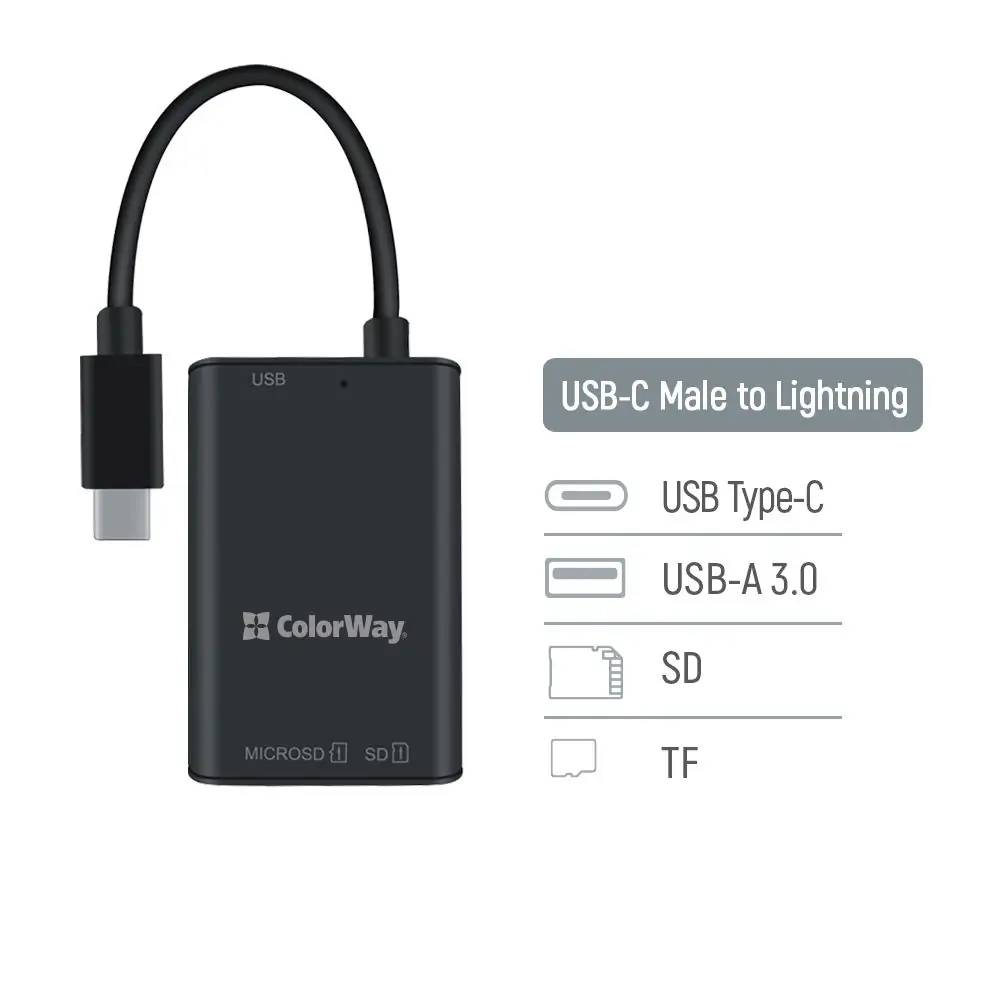 Card reader Colorway USB-C to USB 3.0/SD/MicroSD (CW-CR-02)