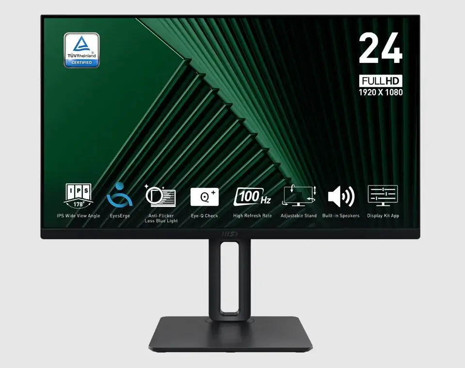 Monitor 24" MSI PRO MP245PG FHD IPS 100Hz 1ms HDMI DP D-SUB Zvučnici PIVOT HAS SWIVEL TILT