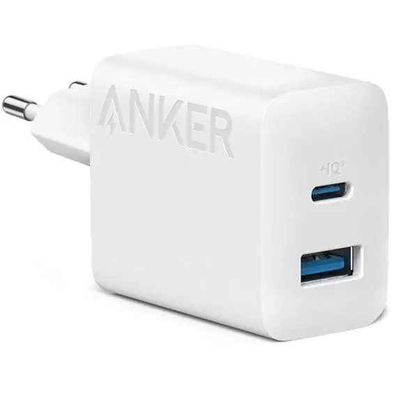 Adapter za napajanje ANKER 312 20W, USB-C + USB-A, PowerIQ 3.0, USB-C kabel, bijeli