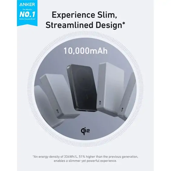 Power Bank 10000mAh ANKER Mag Go Slim 15W, crna