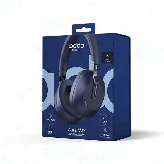 Slušalice+mikrofon ADDA COLLINS HP-005-MB Aura Max naglavne, Active Noise Cancellation, Bluetooth V6.0, Midnight Blue