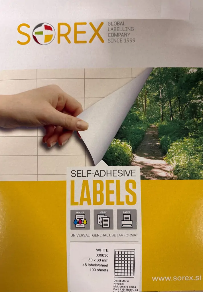 Etiketa  laser/inkjet/copy  30x30 Sorex 100/1