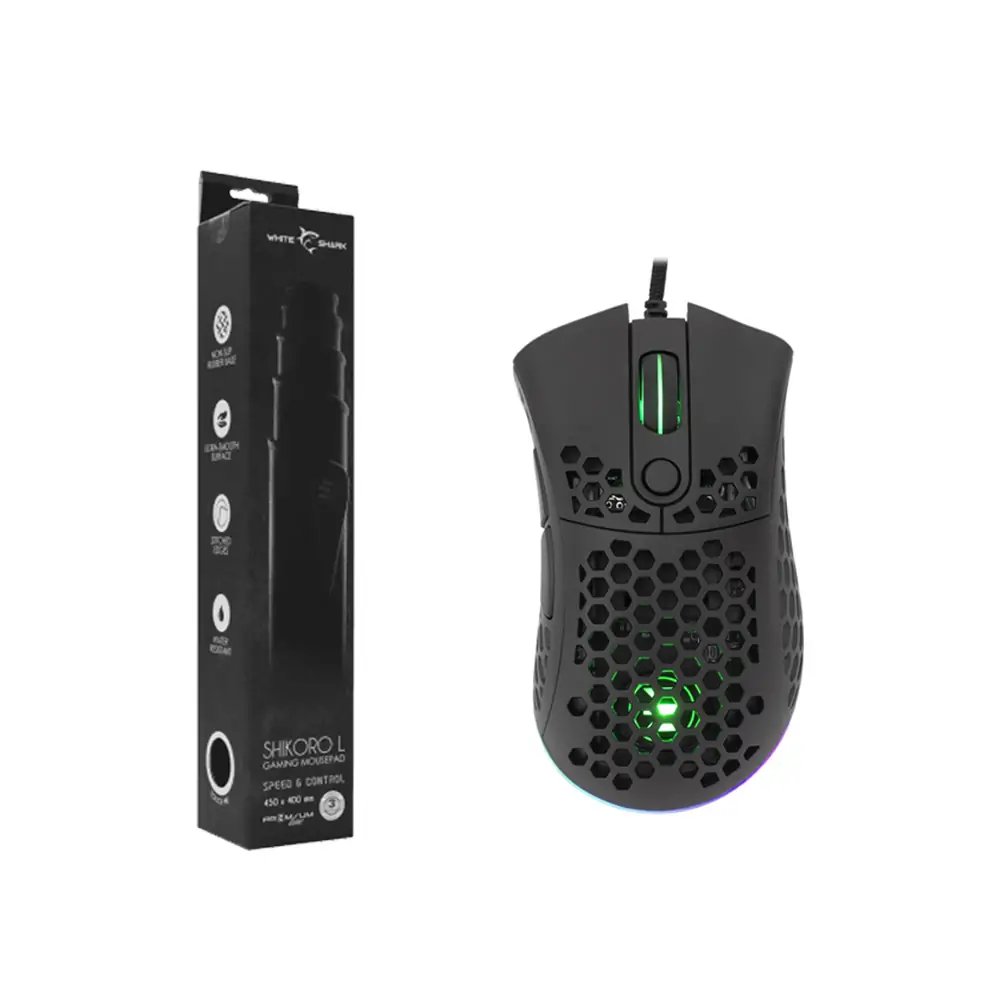 Miš WHITE SHARK PL ESL-M6 Shuriken 19000DPI - crni + GRATIS podloga za miš Shikoro L_OŠTEĆENA AMBALAŽA