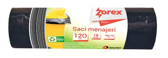 Vreća za smeće 120L 70x110cm 10/1 LDPE crna Zorex Basic