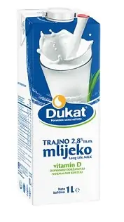 Mlijeko DUKAT trajno brik 2,8% m.m. 1,0L sa čepom Mlijeko DUKAT trajno brik 2,8% m.m. 1,0L sa čepom