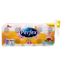 Papir toaletni u roli 3-slojni 10/1 bijeli miris breskve Perfex Papir toaletni u roli 3-slojni 10/1 bijeli miris breskve Perfex