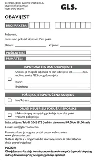 Tisak naljepnica Obavijest 90x160mm 50/1 1/0 5.GLS Tisak naljepnica Obavijest 90x160mm 50/1 1/0 5.GLS
