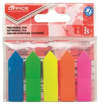 Zastavica 45x12mm 5x25 listova film poluprozirni Office products strelica 5 boja