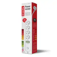 Kabel naponski produžni ColorWay CW-CHE44W, 4 utičnice, 4x USB-A, 2m, bijela