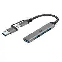 Hub 2u1 USB A/USB-C Adda Collins HUB-004-GM, 4 portni,1 x USB 3.0, 3 x USB2.0, gun metal Hub 2u1 USB A/USB-C Adda Collins HUB-004-GM, 4 portni,1 x USB 3.0, 3 x USB2.0, gun metal