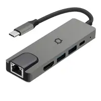 HUB USB-C Adda Collins HUB-002-GM, 5 portni,USB 2.0, USB3.0, Type C PD 100W, HDMI 4K30HZ, LAN Port 10/100, gun metal HUB USB-C Adda Collins HUB-002-GM, 5 portni,USB 2.0, USB3.0, Type C PD 100W, HDMI 4K30HZ, LAN Port 10/100, gun metal