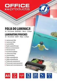 Folija za plastificiranje A5 80mic 100/1 sjajna Office products Folija za plastificiranje A5 80mic 100/1 sjajna Office products