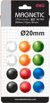 Magneti promjer 20mm Deli 7824 12/1 miks boje Magneti promjer 20mm Deli 7824 12/1 miks boje
