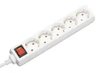 Kabel naponski produžni COMMEL šuko-M=> 5x šuko-Ž 5m sa sklopkom 1.5mm2 16A 250V 3500W, bijeli Kabel naponski produžni COMMEL šuko-M=> 5x šuko-Ž 5m sa sklopkom 1.5mm2 16A 250V 3500W, bijeli