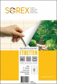 Etiketa laser/inkjet/copy 97,0x42,3 Sorex 100/1 Etiketa laser/inkjet/copy 97,0x42,3 Sorex 100/1